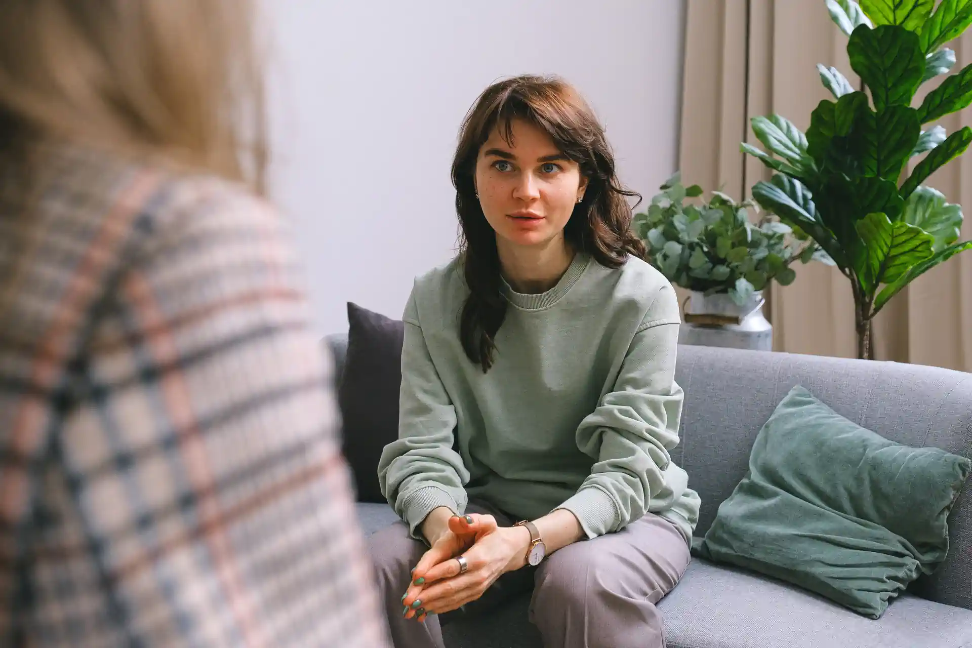 A woman being counselled by a Person Centred Counsellor